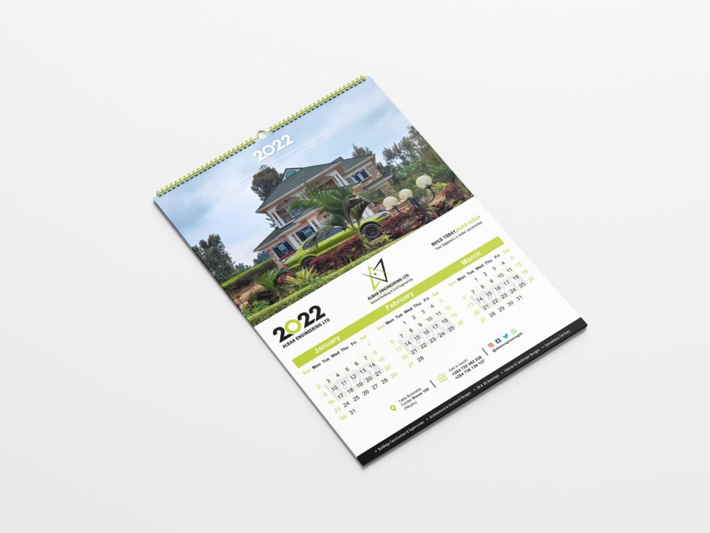 Albah Engineering Ltd - Calendar Mockup