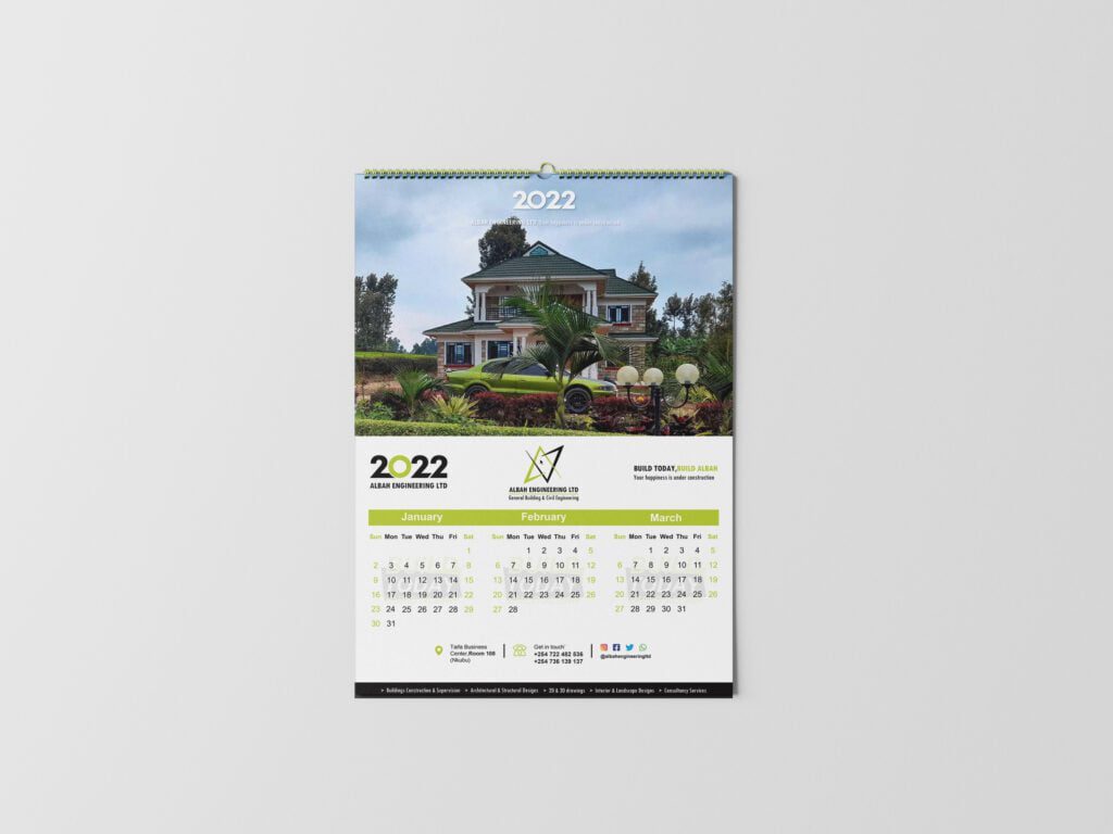Albah Engineering Ltd - Calendar Mockup