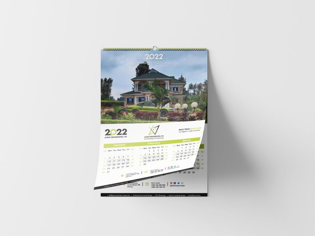 Albah Engineering Ltd - Calendar Mockup